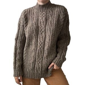 Vintage Abercrombie & Fitch The Big Sweater Brown Cable Knit Fisherman Sweater L